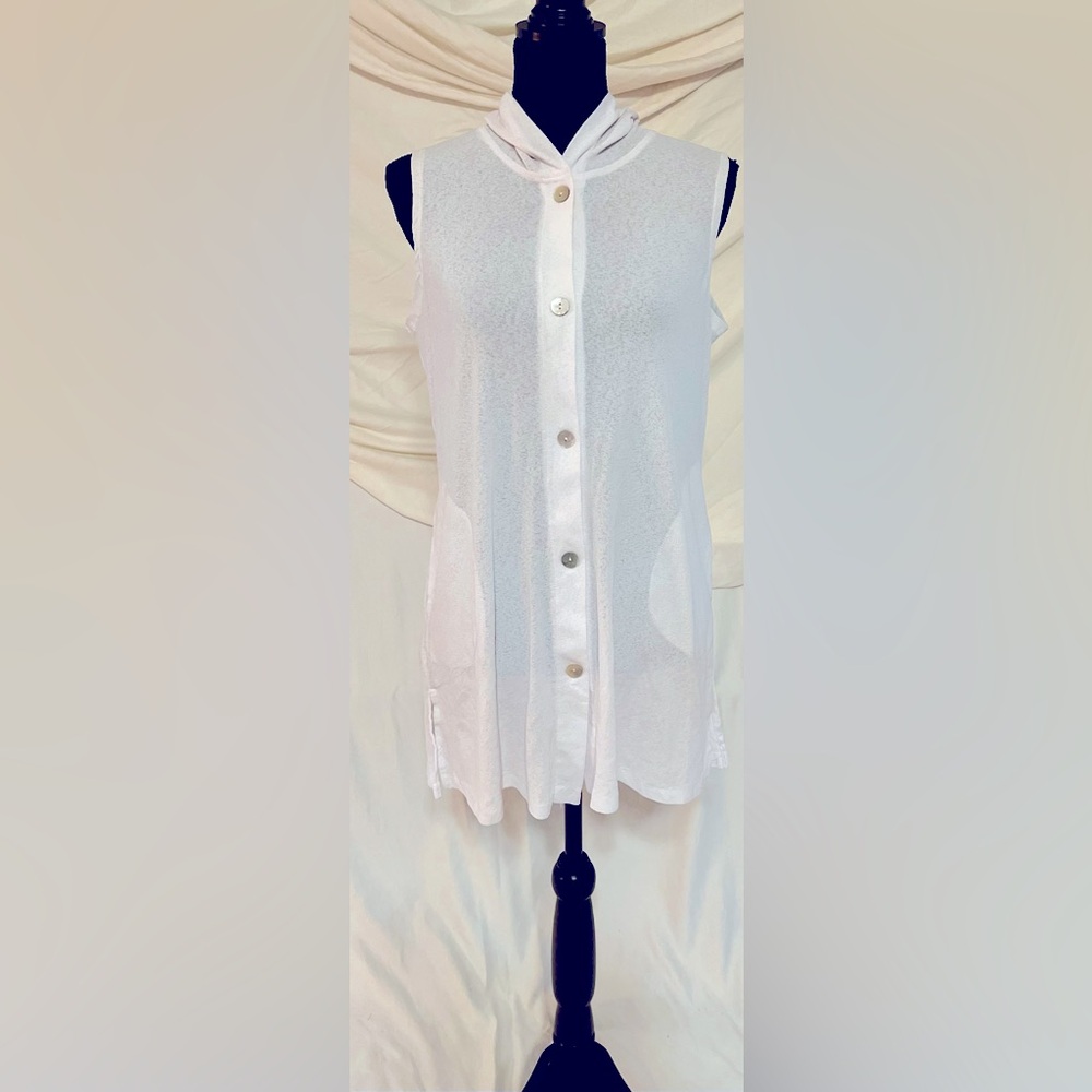 White button up cover up with hoodie M